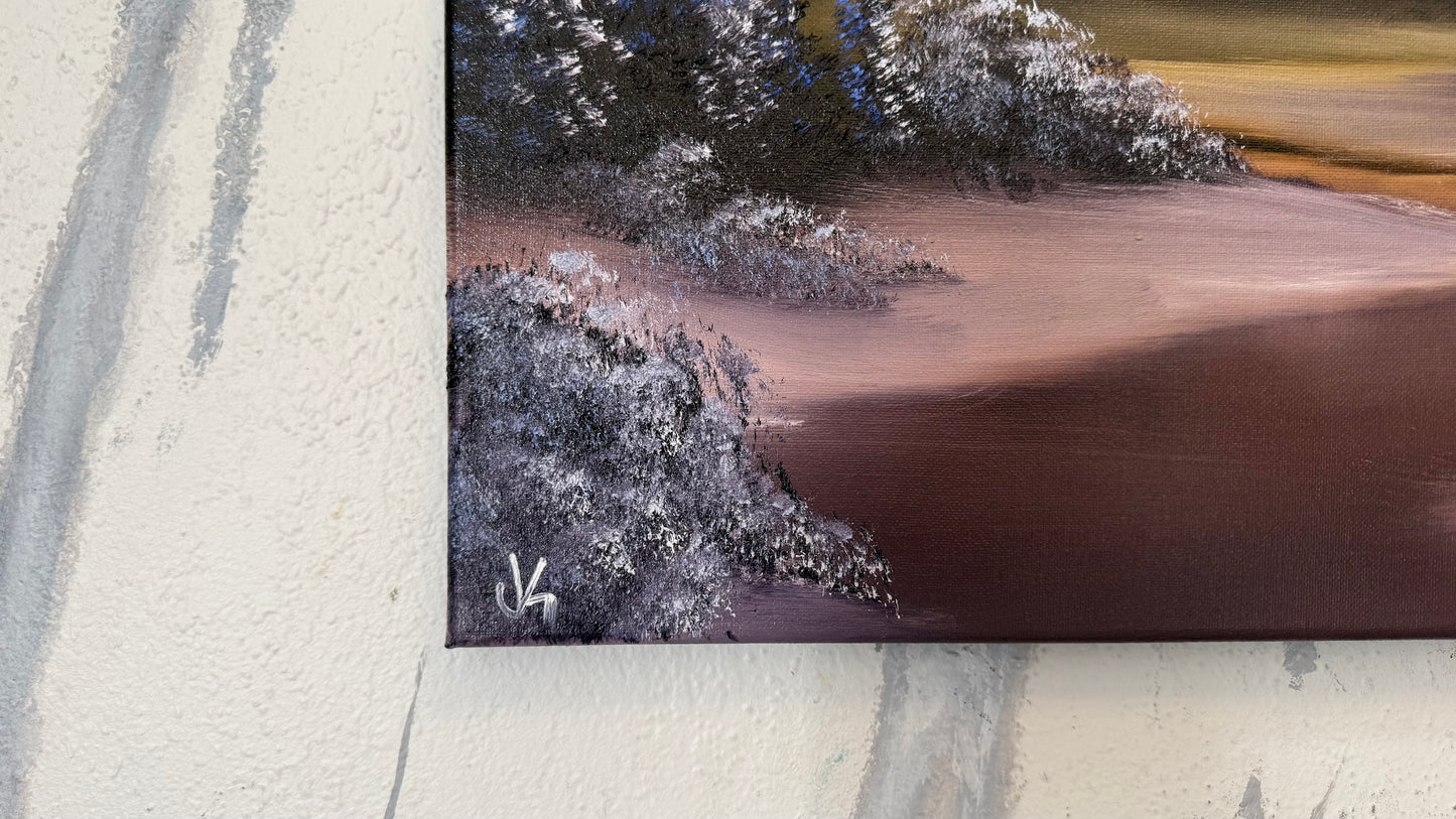 Painting #2270 - 16x20" Canvas - Mountain River Valley painted 2-5-26