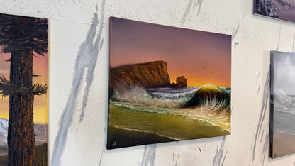 Painting #2385 - 16x20" Canvas - Aphrodite's Rock Seascape painted 4-13-26