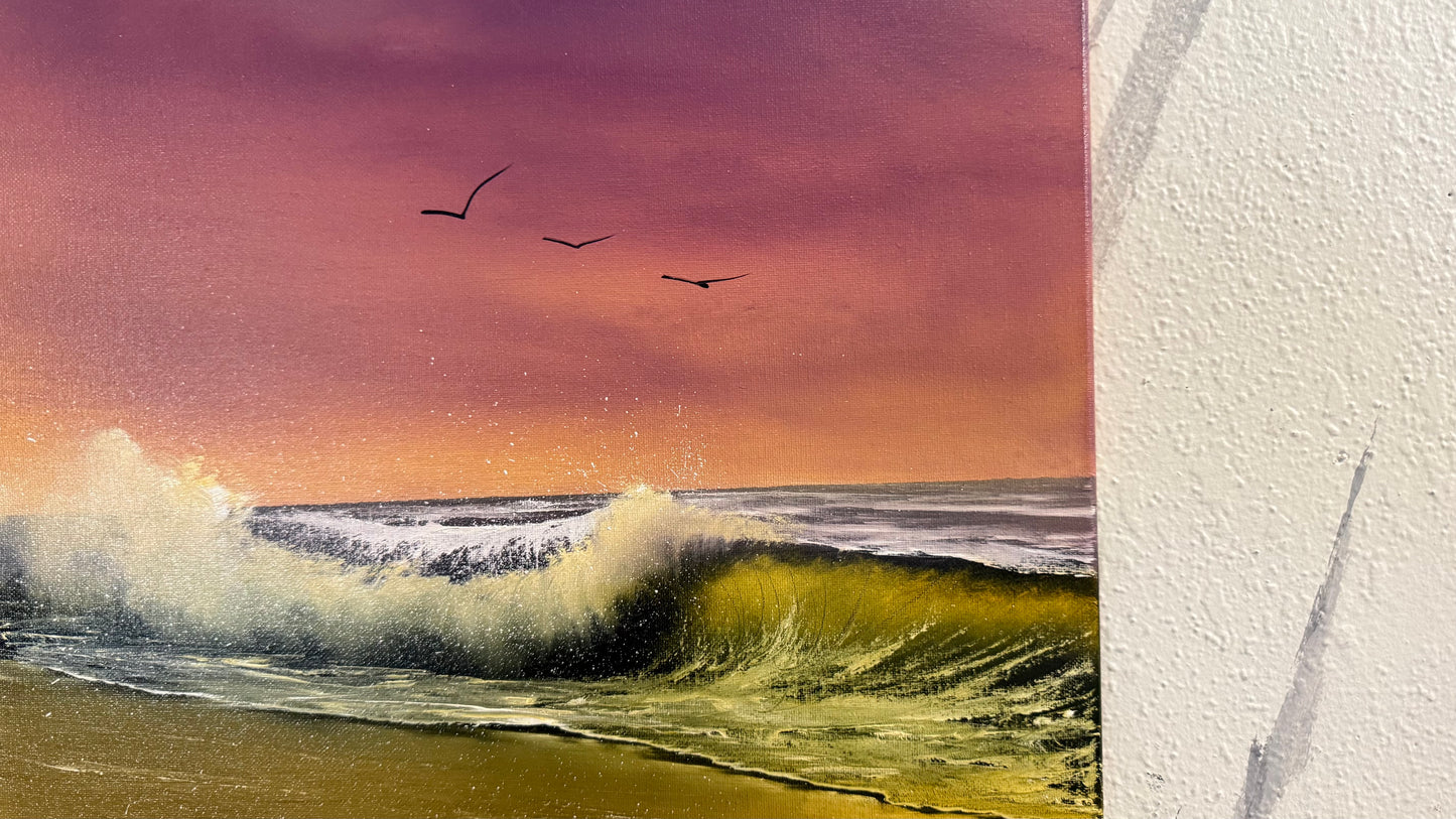 Painting #2294 - 16x20" Canvas - Sunset Seascape painted 2-20-26