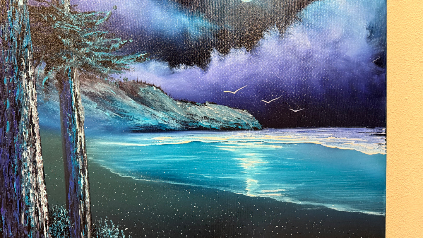 Painting #2524 - 16x20" Canvas - Coastal Seascape painted 7-23-26