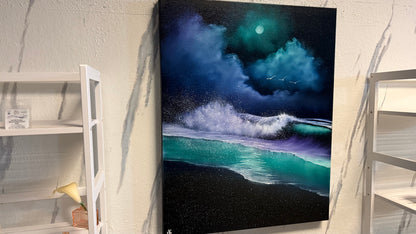 Painting #2190 - 24x30" Canvas - Crashing Wave Seascape painted 12-15-25