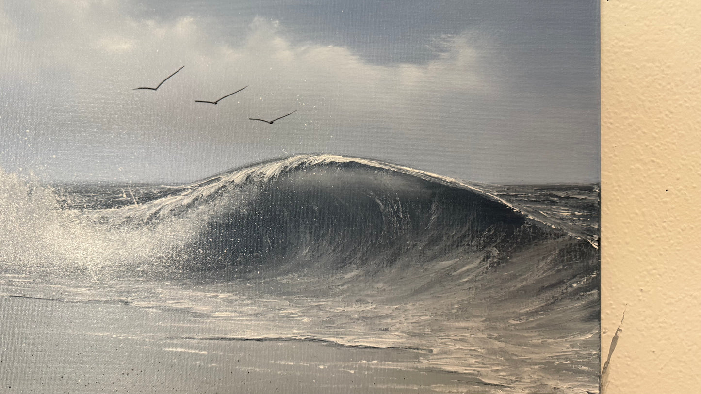 Painting #2365 - 16x20" Canvas - Crashing Wave Seascape painted 3-30-26