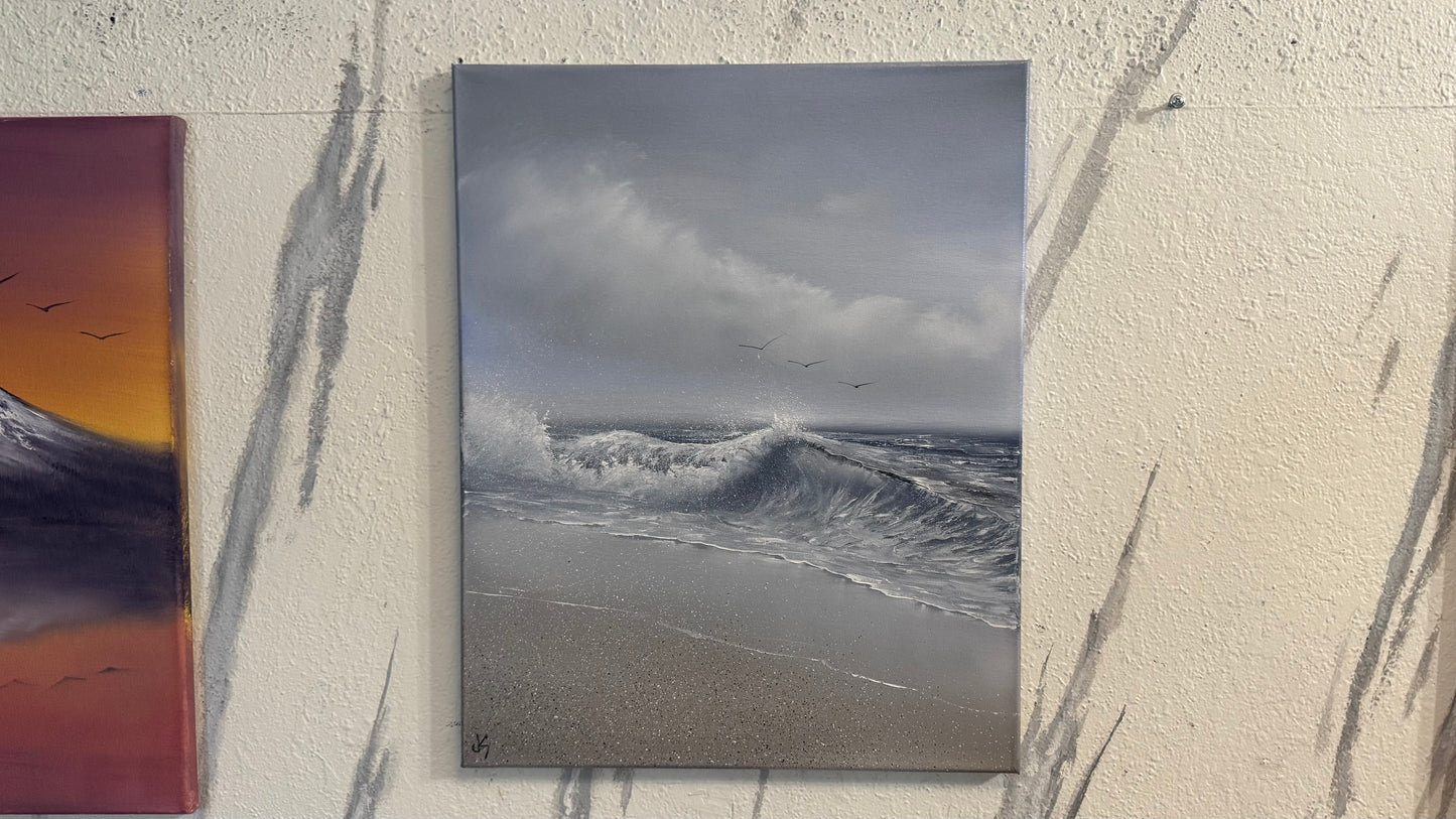 Painting #2298 - 16x20" Canvas - Crashing Wave Seascape painted 2-22-26