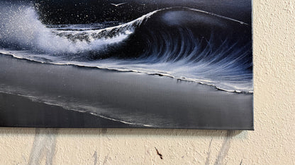 Painting #2384 - 16x20" Canvas - Crahsing wave Seascape painted 4-12-26
