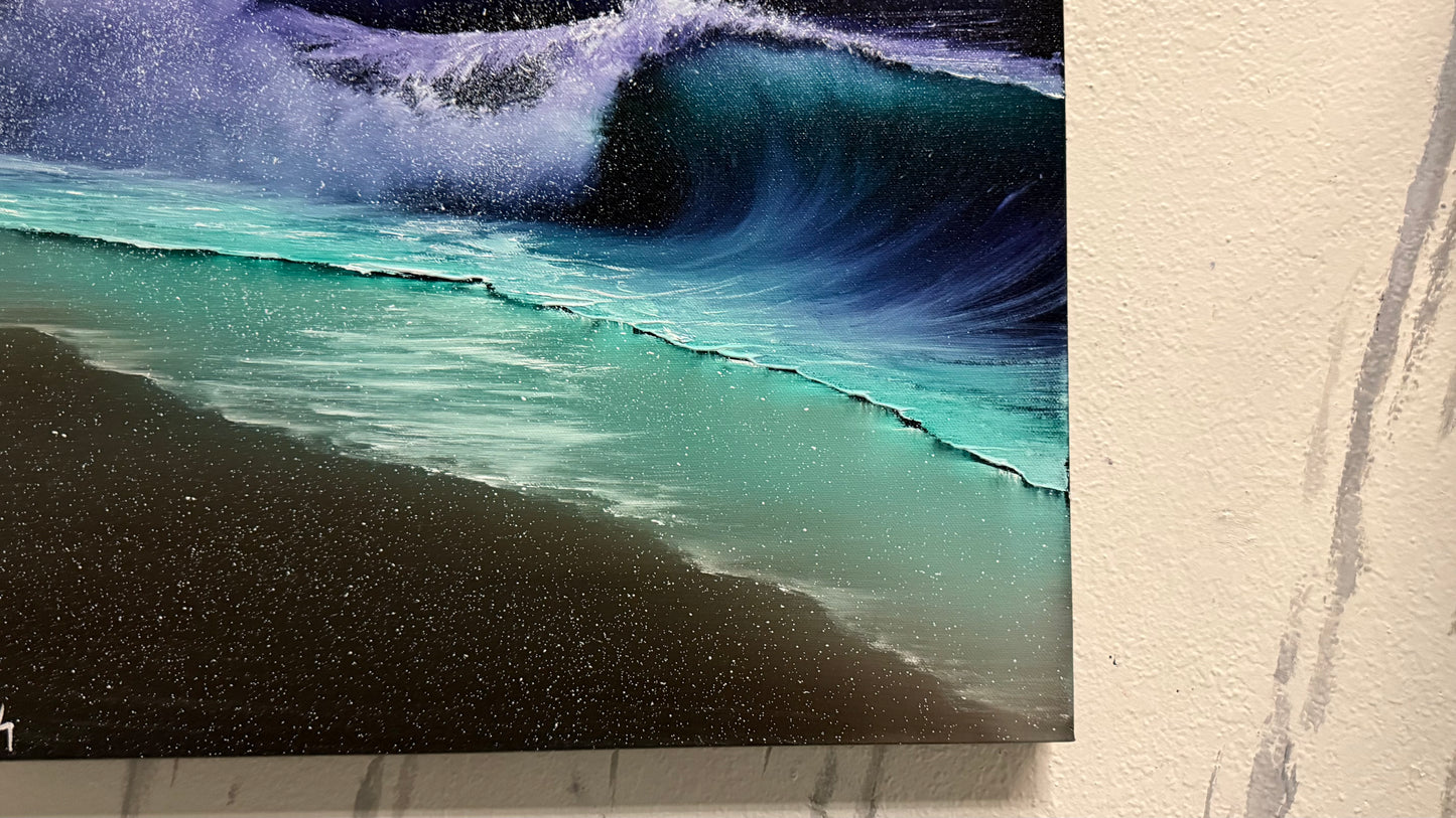 Painting #2170 - 20x24" Pro Series Canvas - Full Moon Seascape painted 12-4-25
