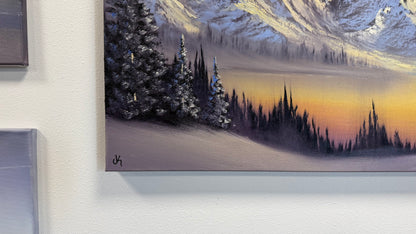 Painting #2543 - 22x28" Pro Series Canvas - Sunset Mountain Landscape painted 8-7-26