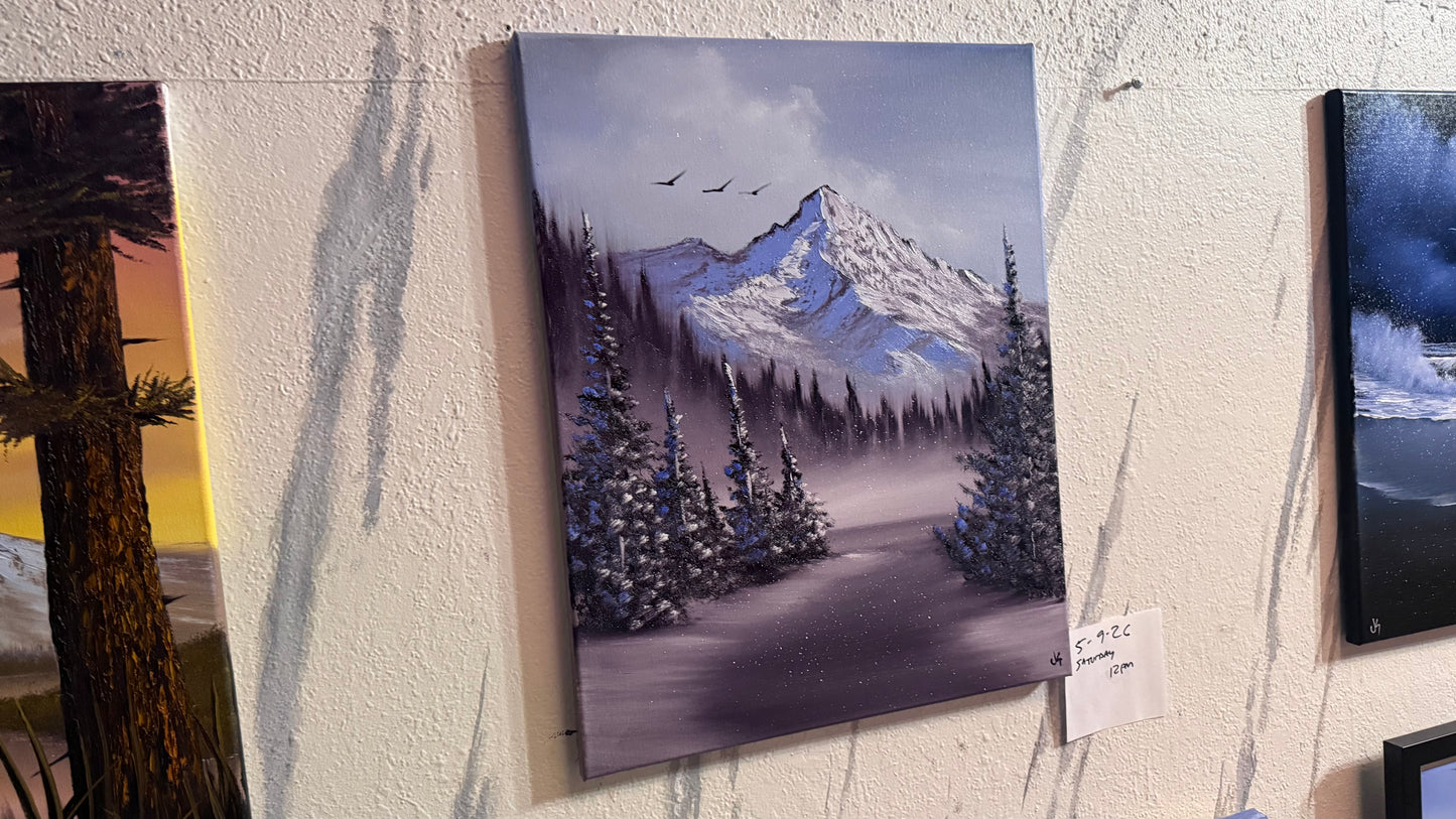 Painting #2411 - 16x20" Canvas - Road To Mt Hood painted 4-25-26