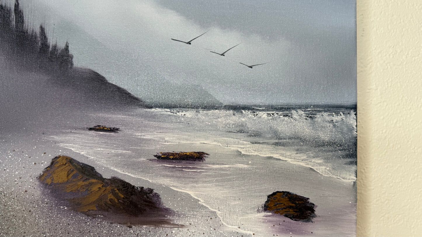 Painting #2067 - 16x20" Canvas - Heceta Beach Seascape painted 9-21-25