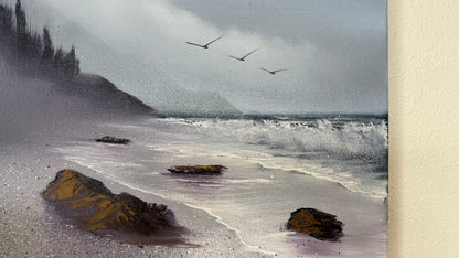 Painting #2067 - 16x20" Canvas - Heceta Beach Seascape painted 9-21-25