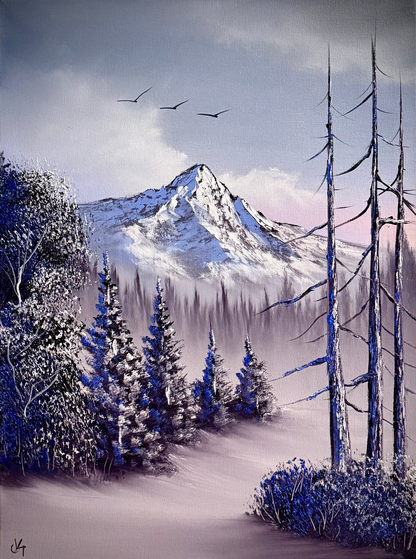 Painting #2257 - 18x24" Canvas - Winter Landscape painted 1-25-26