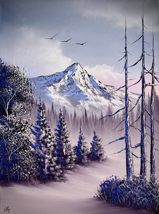 Painting #2257 - 18x24" Canvas - Winter Landscape painted 1-25-26