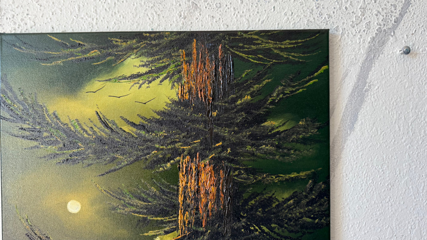 Painting #2470 - 16x20" Canvas - Forest Moon Landscape painted 5-31-26