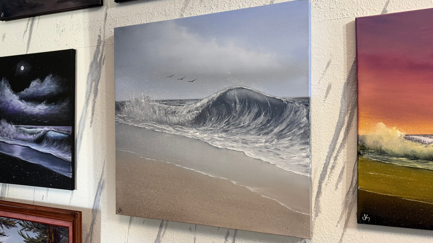 Painting #2339 - 24x24" Pro Series Canvas - Crashing Waves Seascape painted 3-16-26