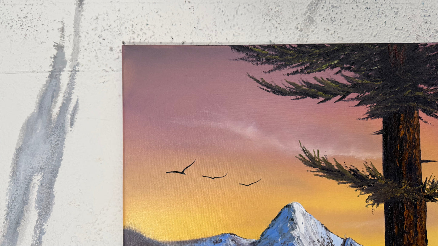 Painting #2357 - 16x20" Canvas - Mountain River Landscape painted 3-26-26