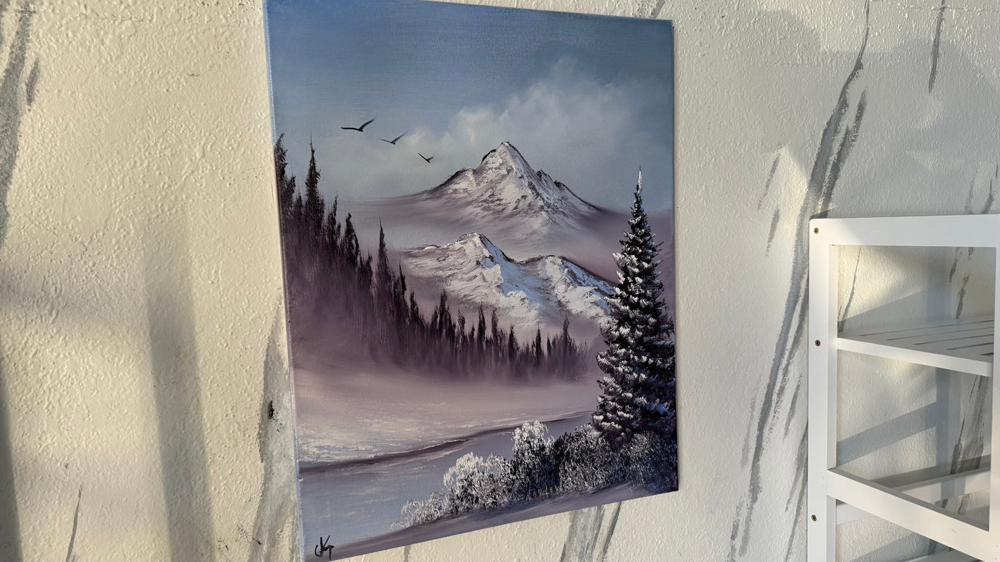 Painting #2071 - 16x20" Canvas - Winter Landscape painted 9-22-25