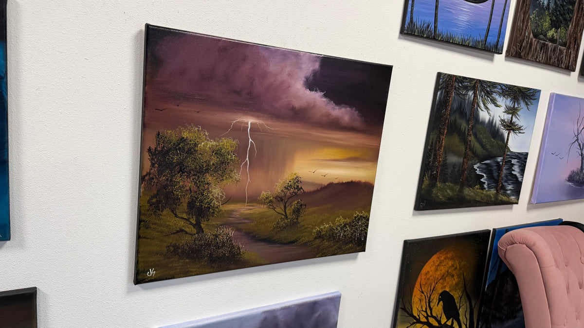 Painting #2636 - 20x24" Canvas - Sunset Midwest Landscape painted 10-3-26