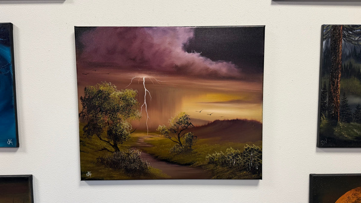 Painting #2636 - 20x24" Canvas - Sunset Midwest Landscape painted 10-3-26