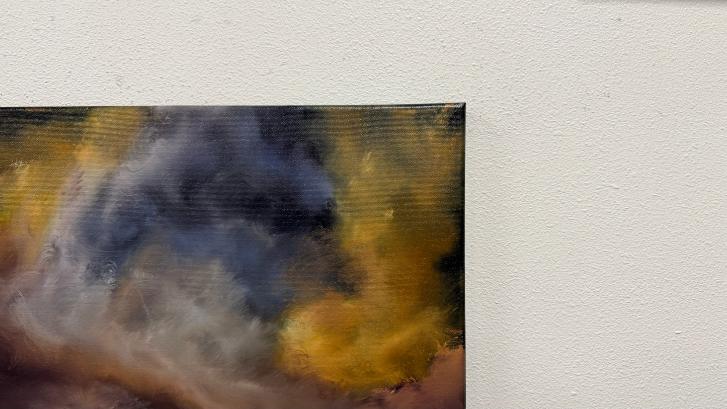 Painting #2589 - 16x20" Framed Canvas - Lightning Thunderstorm Landscape painted 9-7-26