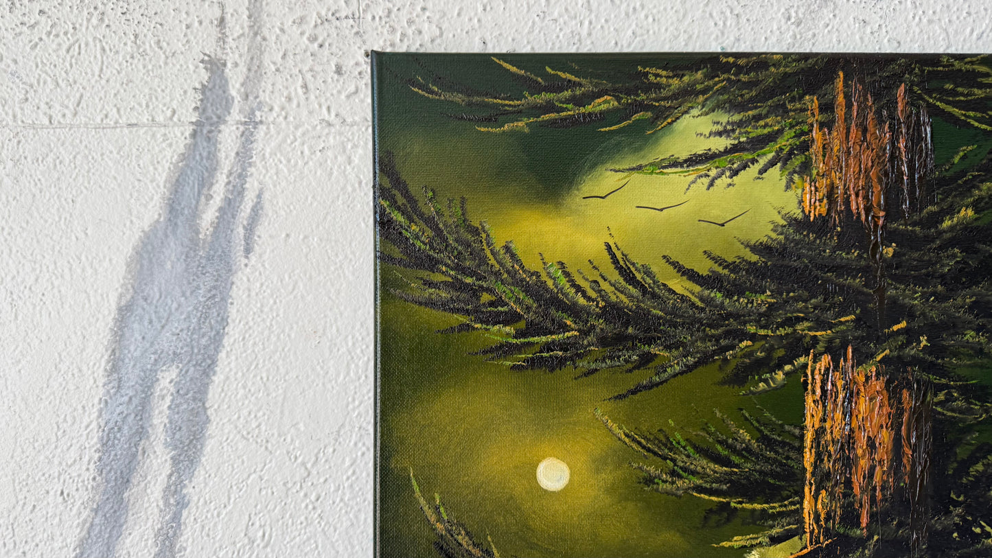 Painting #2470 - 16x20" Canvas - Forest Moon Landscape painted 5-31-26