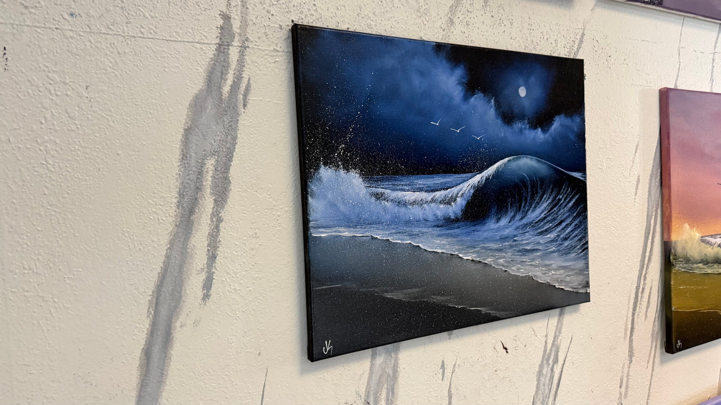 Painting #2351 - 16x20" Canvas - Crashing Wave Seascape painted 3-23-26