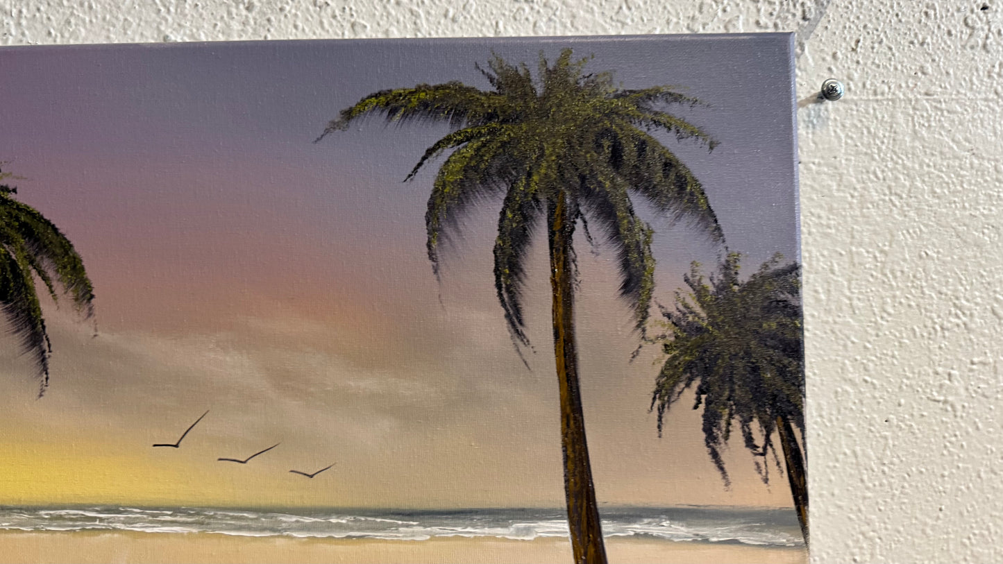 Painting #2244 - 16x20" Canvas - Tropical Seascape painted 1-18-26