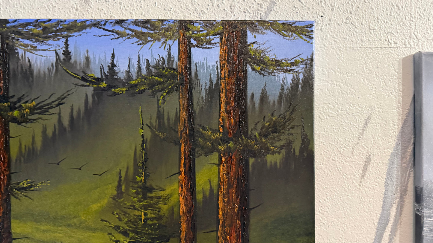 Painting #2406 - 20x24" Canvas - Pacific Northwest Forest Landscape painted 4-23-26
