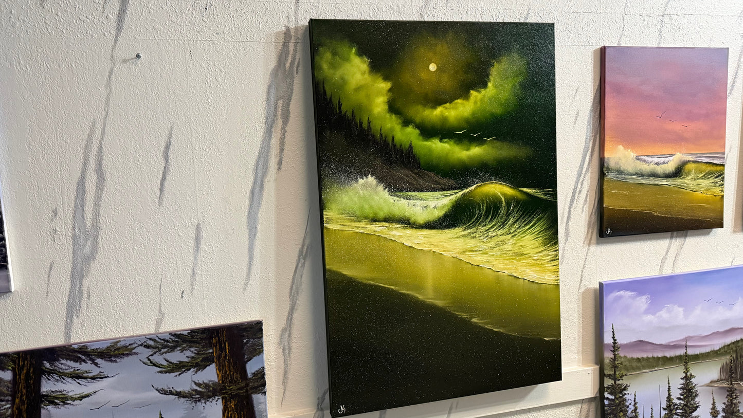 Painting #2352 - 24x36" Pro Series Canvas - Crashing Wave Seascape painted 3-23-26