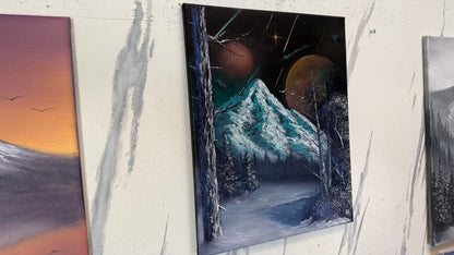 Painting #2249 - 16x20" Canvas - Space Mountain painted 1-21-26