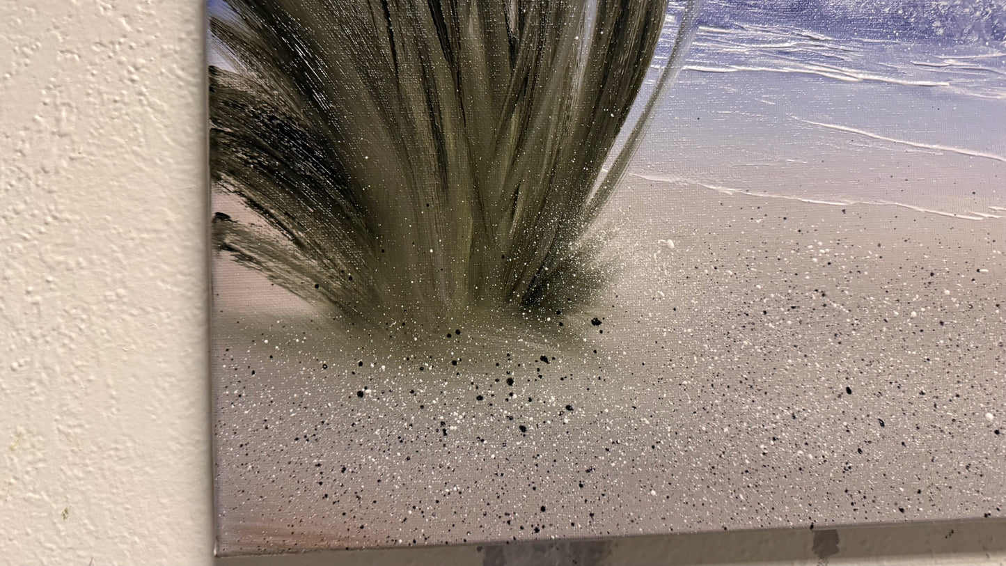 Painting #2156 - 16x20" Canvas - Cattails Seascape painted 11-21-25