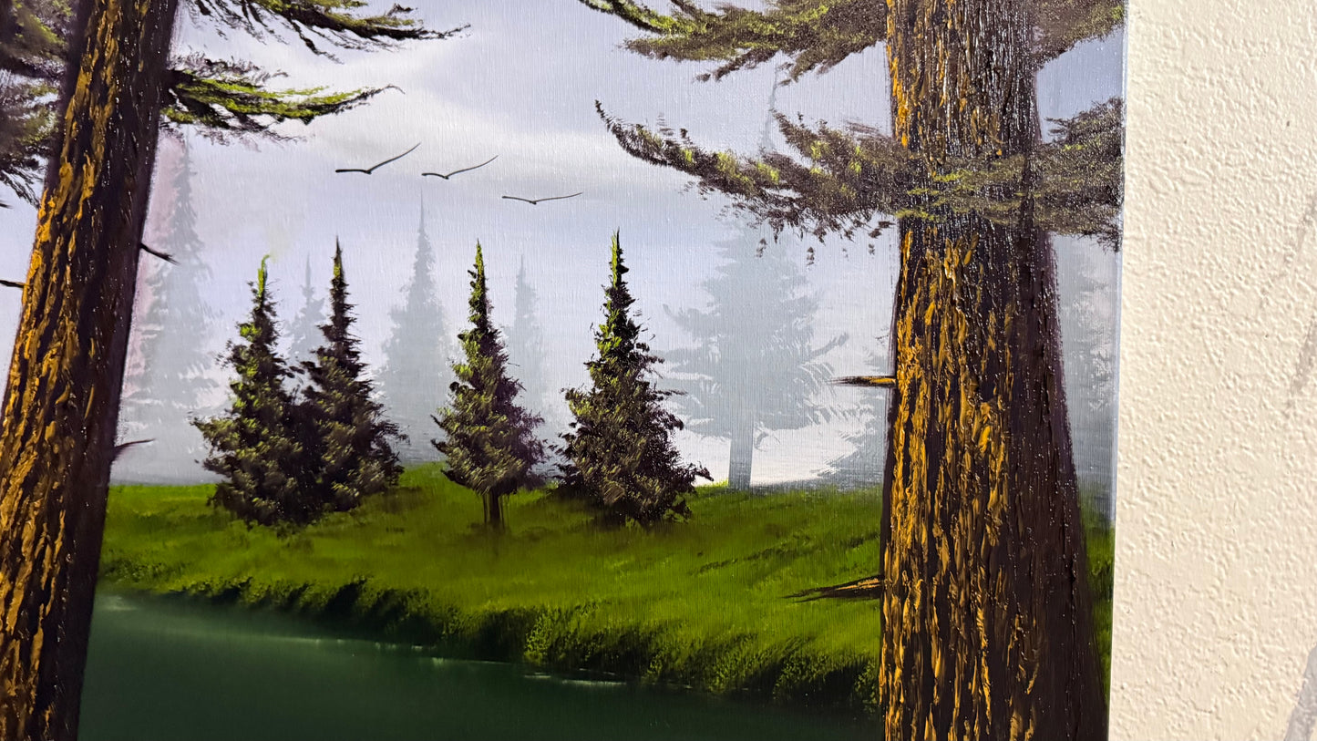 Painting #2312 - 20x24" Canvas - River Landscape painted 2-28-26