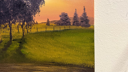 Painting #2075 - 16x20" Canvas - Midwest Sunset Farm painted 9-26-25
