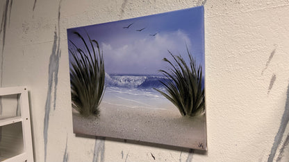 Painting #2156 - 16x20" Canvas - Cattails Seascape painted 11-21-25