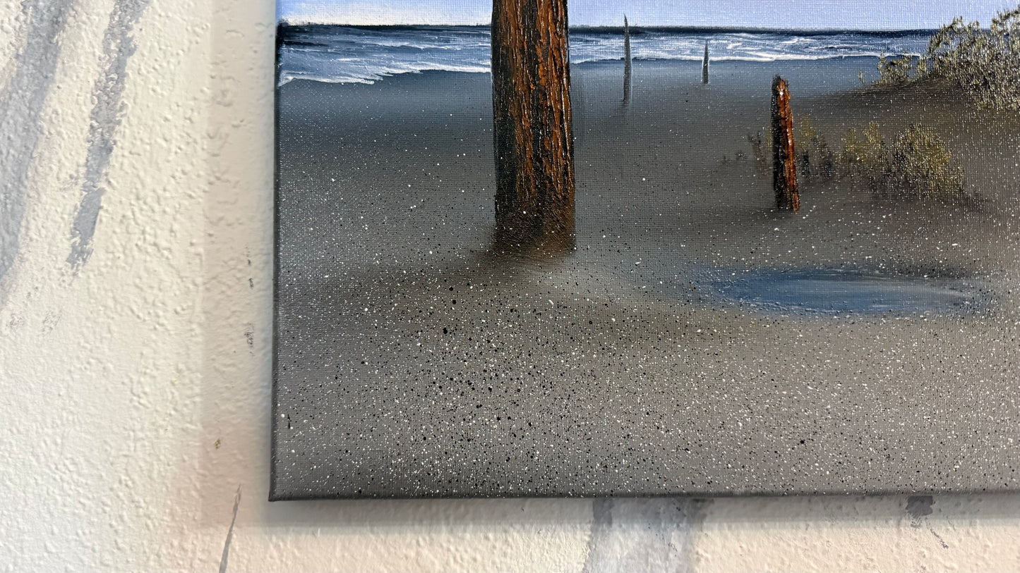 Painting #2419 - 16x20" Canvas - Kite Flying Seascape painted 4-30-26