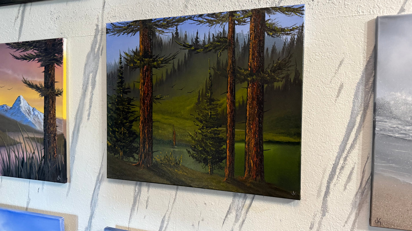 Painting #2406 - 20x24" Canvas - Pacific Northwest Forest Landscape painted 4-23-26