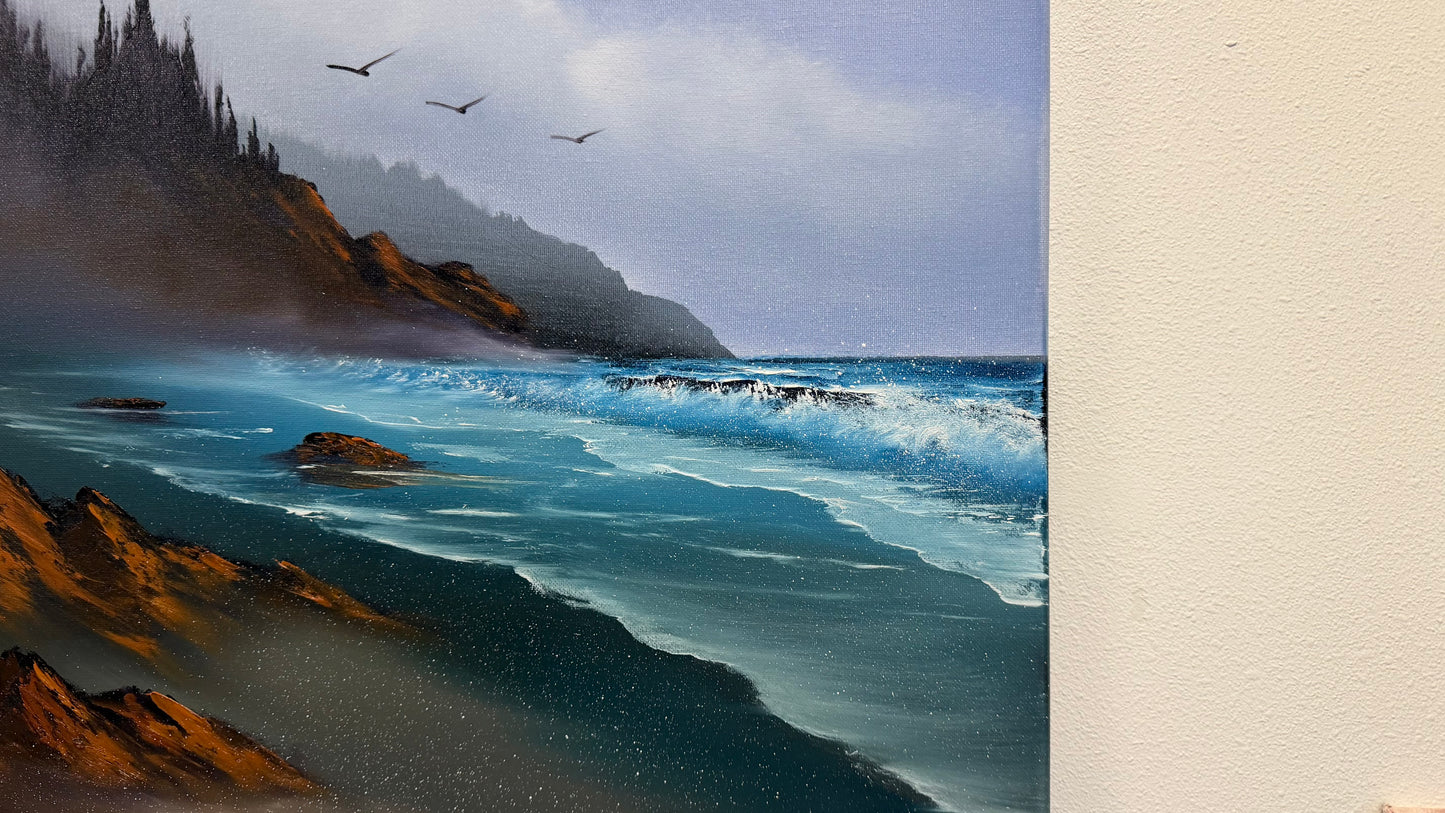 Painting #2568 - 20x24" Canvas - Oregon Coast Seascape painted 8-27-26