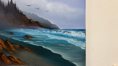 Painting #2568 - 20x24" Canvas - Oregon Coast Seascape painted 8-27-26