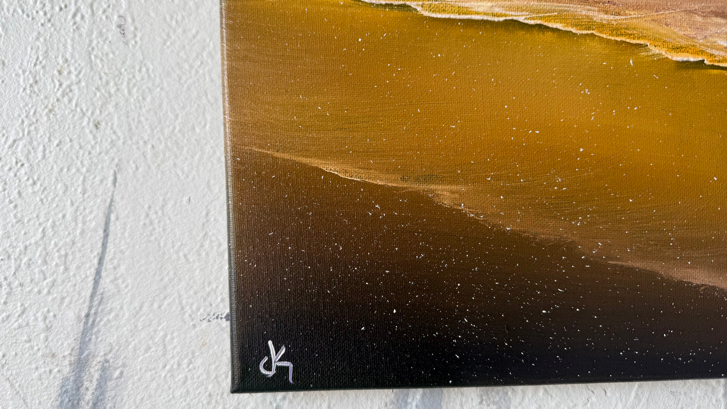 Painting #2462 - 16x20" Canvas - Sunset Oregon Coast painted 5-28-26