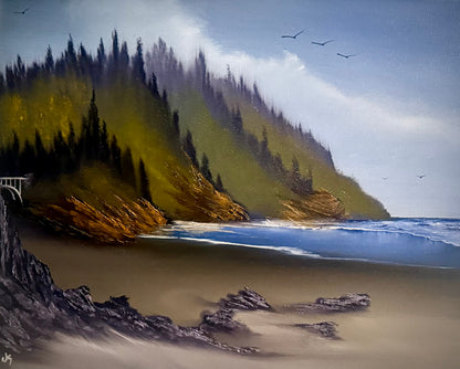 Painting #2422 - 16x20" Canvas - Pacific Northwest Seascape painted 5-1-26