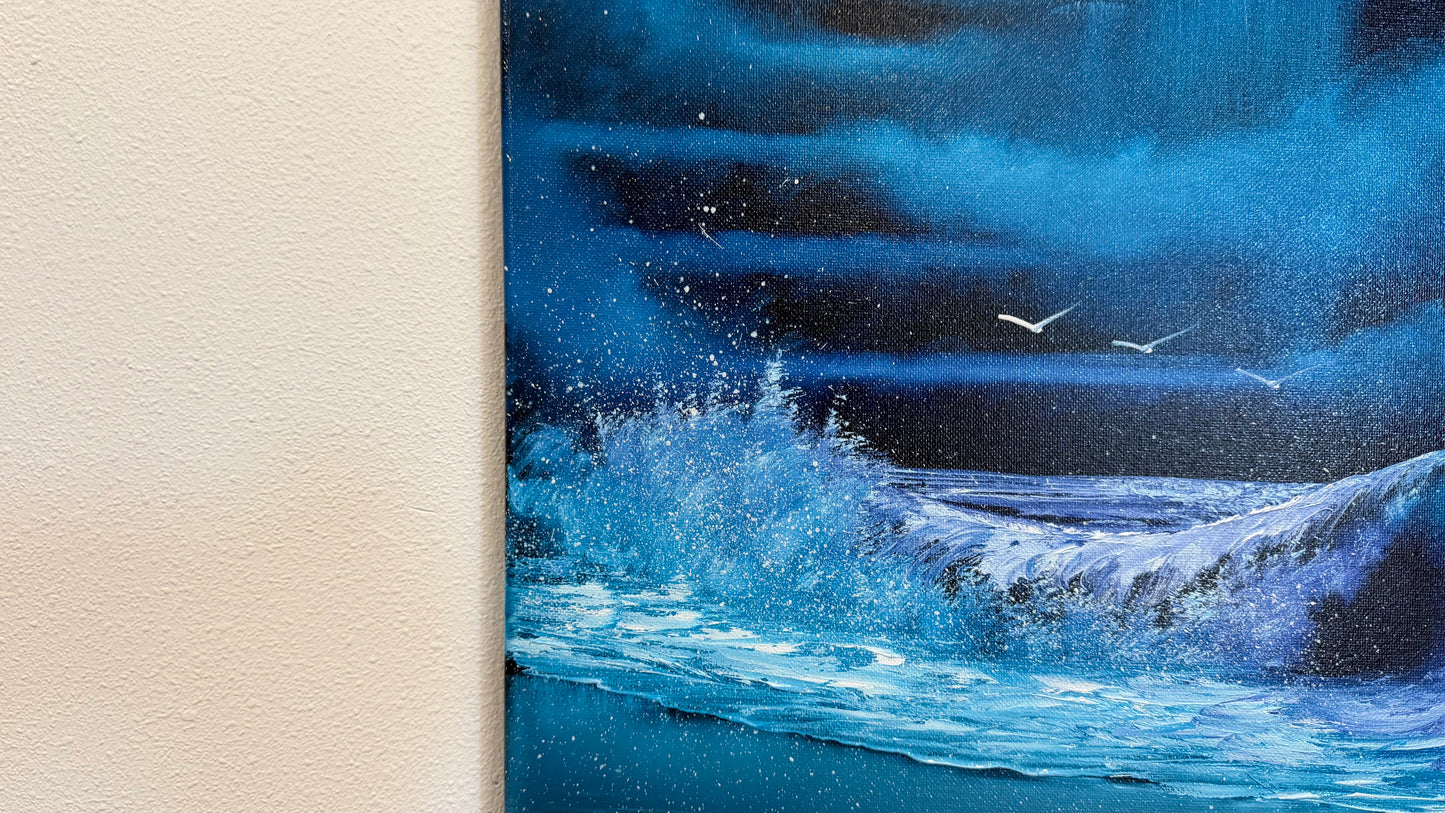 Painting #2525 - 16x20" Canvas - Stairway to Heaven Seascape painted 7-24-26