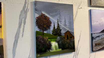 Painting #2469 - 16x20" Canvas - Forest Waterfall Landscape painted 5-30-26