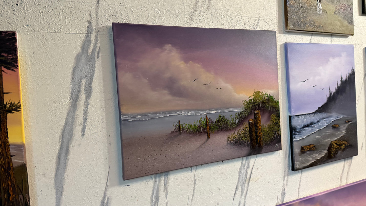 Painting #2482 - 18x24" Canvas - Sunset Seascape painted 6-11-26