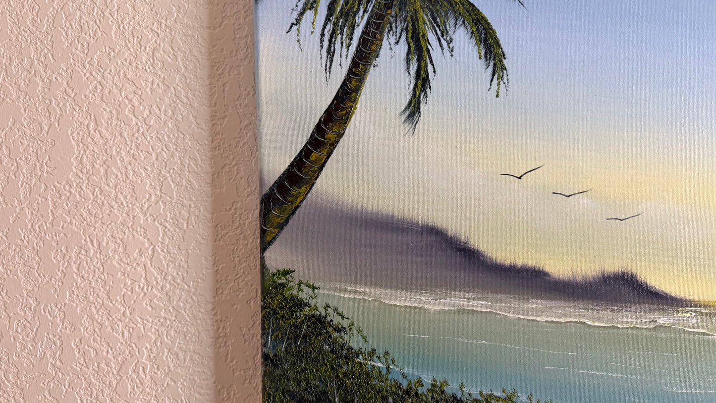 Painting #2515 - 16x20" Canvas - Sunset Seascape painted 7-13-26