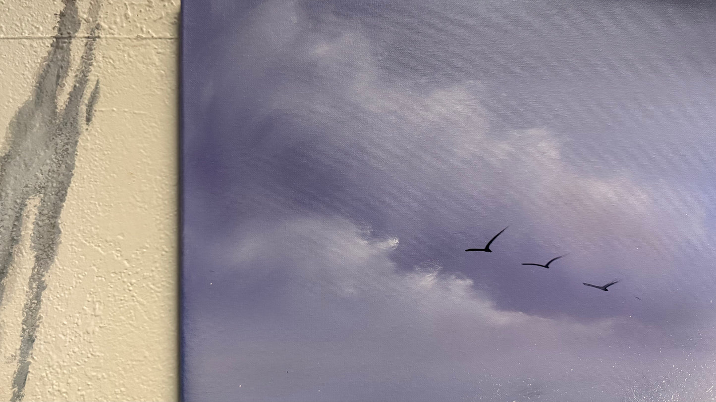 Painting #2169 - 18x24" Canvas - Crashing Wave Seascape painted 12-4-25