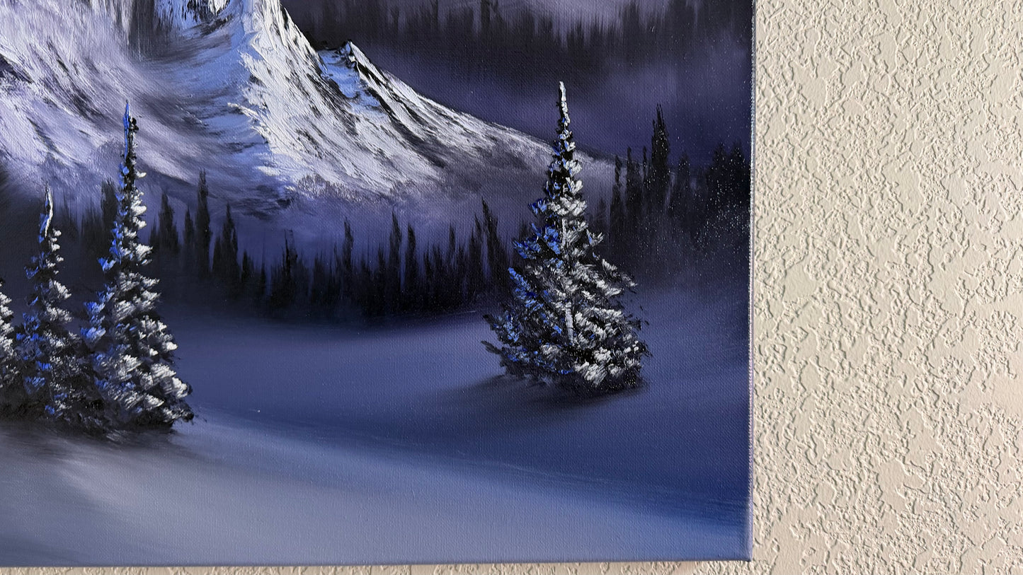 Painting #2498 - 16x20" Canvas - Night Mountain Landscape painted 6-30-26