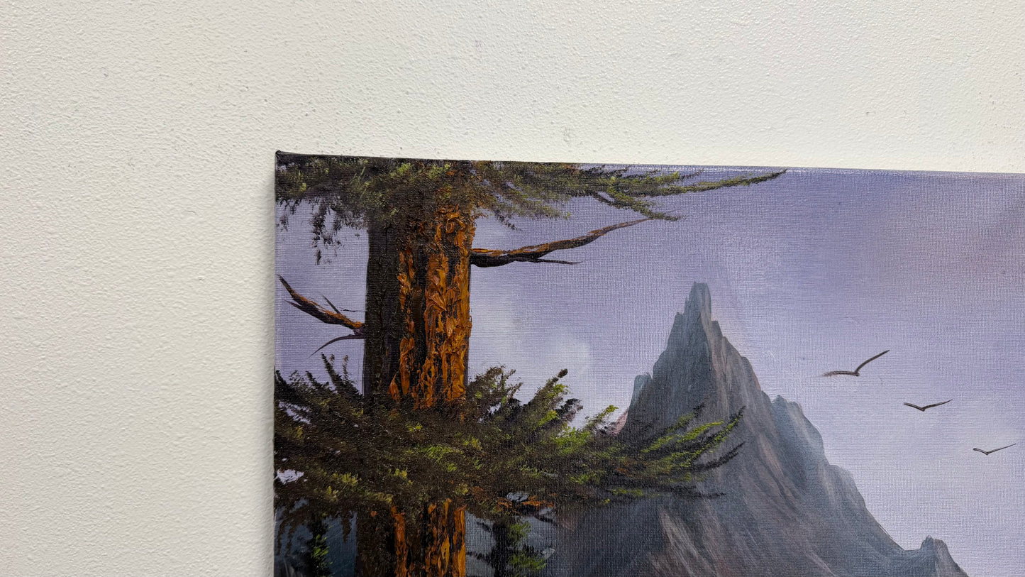 Painting #2583 - 16x20" Canvas - Mountain Forest Landscape by Josh and Dani painted 9-5-26