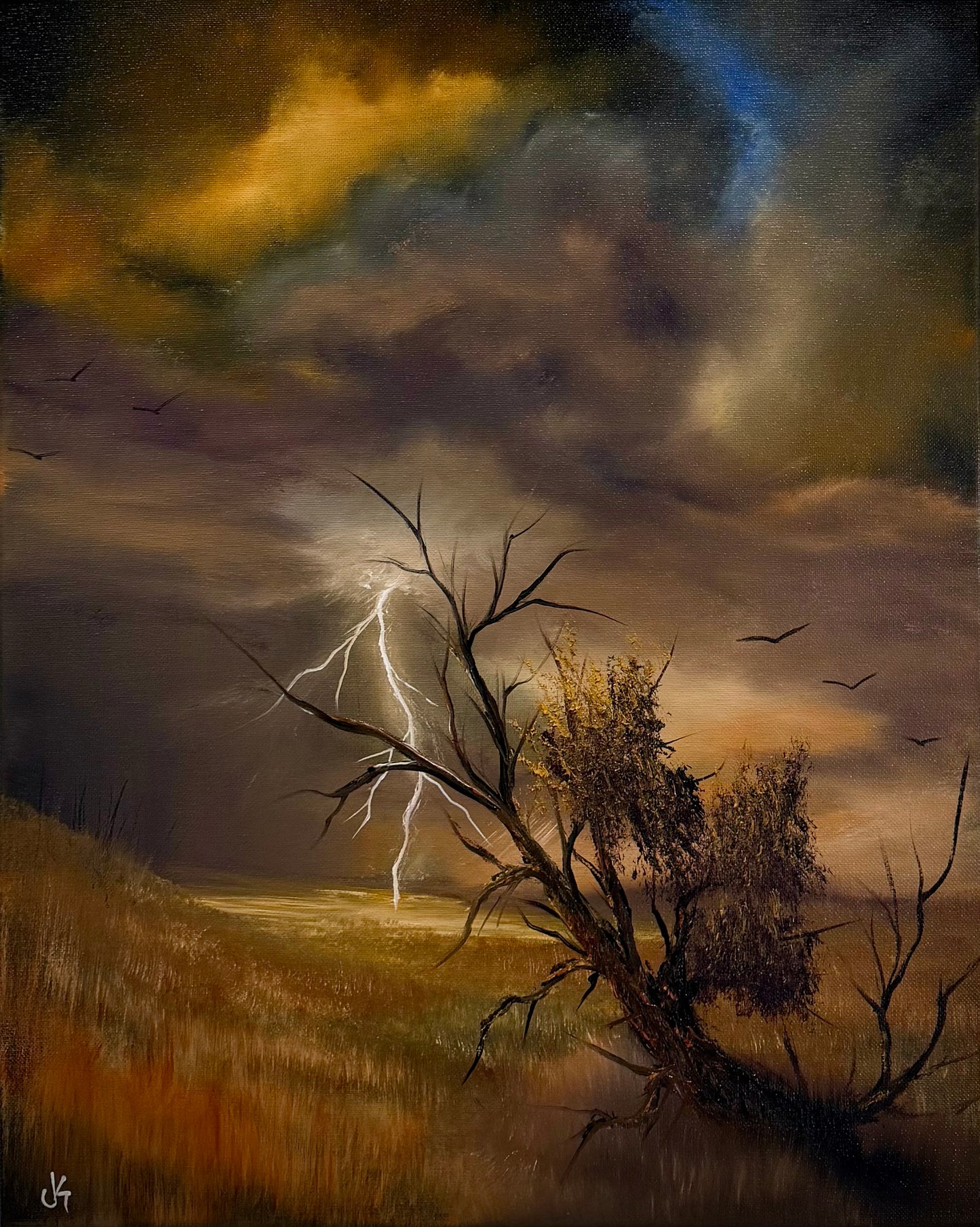 Painting #2588 - 16x20" Canvas - Midwest Thunderstorm Landscape painted 9-7-26