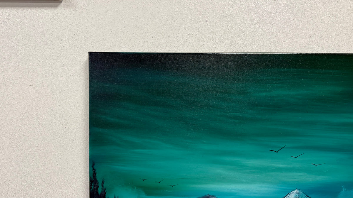 Painting #2610 - 20x24" Canvas - Dramatic Cold Mountain Landscape painted 9-19-26
