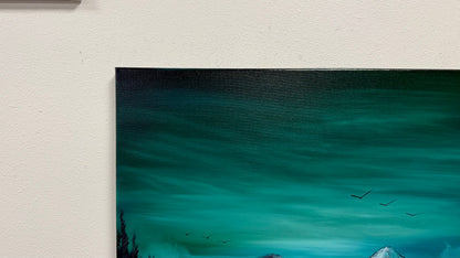 Painting #2610 - 20x24" Canvas - Dramatic Cold Mountain Landscape painted 9-19-26