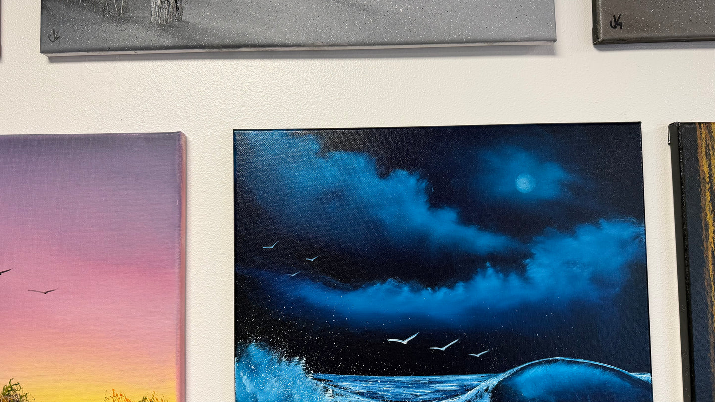 Painting #2519 - 16x20" Canvas - Crashing Wave Seascape painted 7-18-26