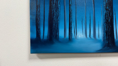 Painting #2647 - 18x24" Canvas - Blue Foggy Forest painted 10-12-26